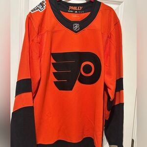 Adidas Philly Black and Orange Climalite Jersey Mens sz 54 (similar to an xl)